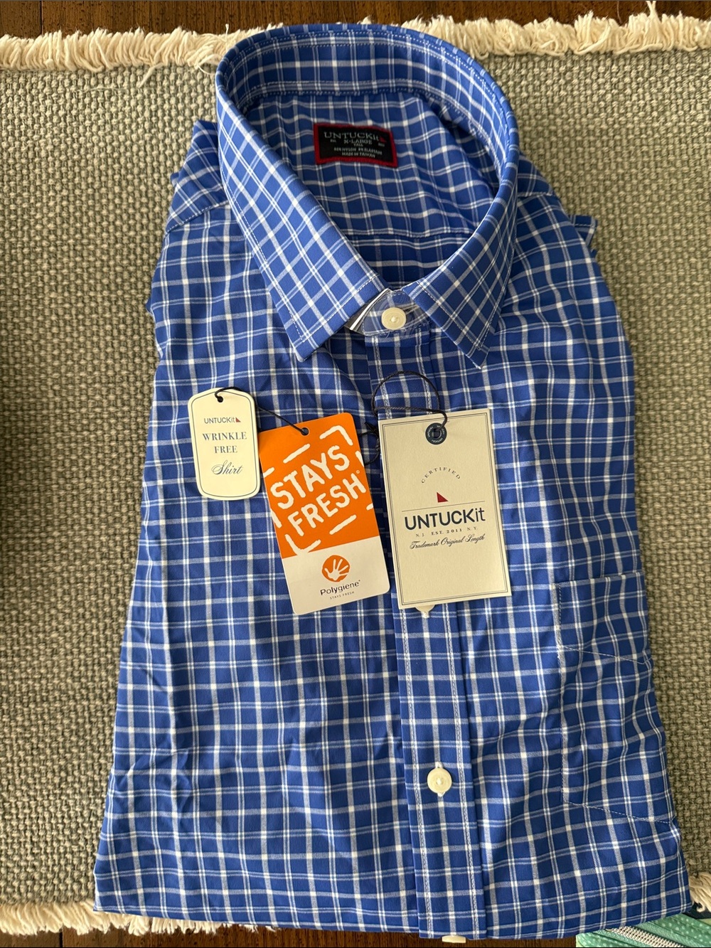 UNTUCKit Blue & White Windowpane Plaid Button-Down Shirt